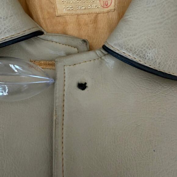 Vintage 1970s Dynahyde Faux Leather Jacket Cropped Boxy Contrast Trim Women's 10 - Picture 5 of 16